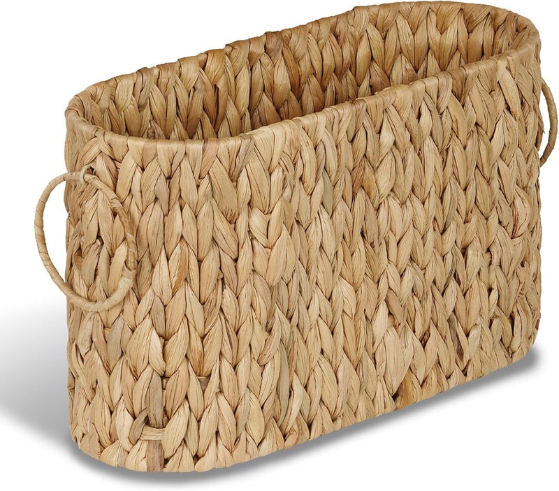 efluky Toilet Paper Storage Basket, Water Hyacinth Slim Toilet Paper Holder- Holds Up to 9 Mega Rolls, Home Bathroom Decor Organizer - Image 1